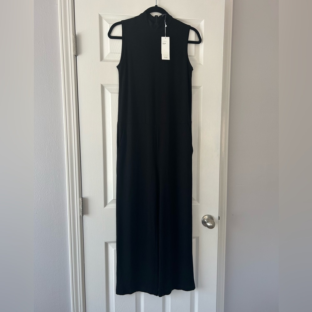 Eileen Fisher Black Sleeveless Mock Neck Jumpsuit NWT